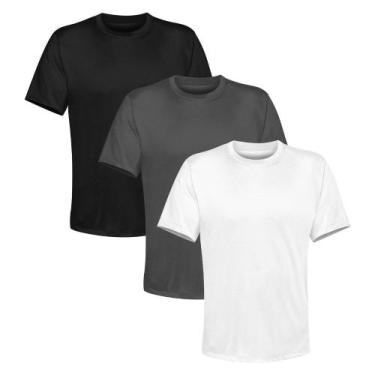 Imagem de Kit 3 Camiseta Masculina Lisa Algodão Qualidade - Basic Fashion, M, Br
