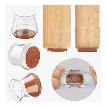 Imagem de KIT 16 PROTETOR DE SILICONE TRANSPARENTE COM FELTRO FLEXIVEL PEZINHO PARA CADEIRA MESA E MOVEIS COZINHA SERVE PÉ REDONDO OU QUADRADO SEM RUIDOS E ARRANHOES NO PISO NÃO RISCA RESISTENTE UNIVERSAL (16)
