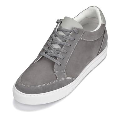 Imagem de CALTO Tênis masculino invisível que aumenta a altura – Tênis casual leve com cadarço – 8 cm mais alto, Cinza, 9