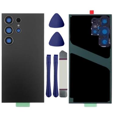 Imagem de Substituição de vidro traseiro S24 Ultra compatível com Samsung Galaxy S24 Ultra 5G Capa de vidro traseira com lente de câmera pré-instalada e adesivo + kit de ferramentas de reparo (cinza escuro)