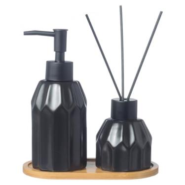 Imagem de Kit Lavabo Difusor Com Bandeja Saboneteira Líquida / 371 (Preto)