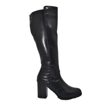 Imagem de Mooncity 73134 Bota Salto Grosso Alto Feminina Cano longo (Preto, BR, Adulto, Numérico, 36)