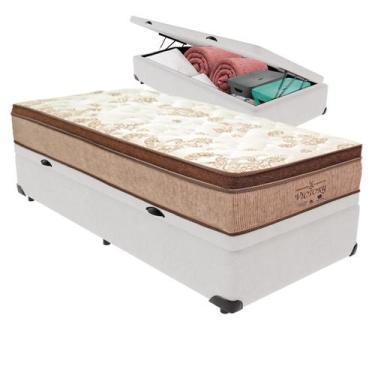 Imagem de Cama Box Baú e Colchão Victory Molas V-Store 78x188x30, Branco