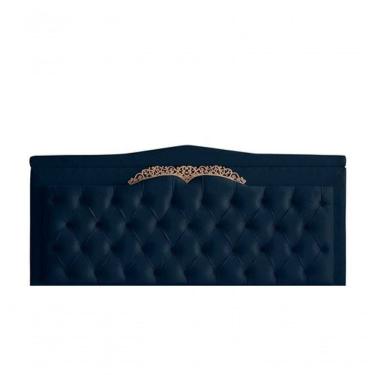 Imagem de Cabeceira De Cama Painel Barcelona King 195 Cm Retro Capitonê Botão Encapados Suede Azul Marinho Do Lar Móveis