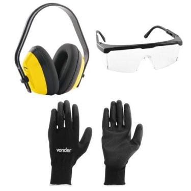 Imagem de Kit EPI Eletricista  Abafador Concha, Óculos de Segurança Foxter, Luva