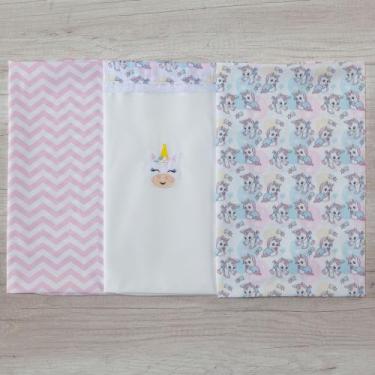 Imagem de Cueiro 3 Peças Para Bebe Estampado Menina - Miguel Baby, Unicórnio