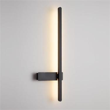 Imagem de Luminária de parede interna linear LED, ajustável, com faixa longa, rotação de 90°, para cabeceira, quarto, sala de estar, estudo, corredor, 3000K (preto, 92 cm)
