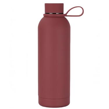 Imagem de FAMKX Garrafa de água esportiva de boca estreita isolada de parede dupla de aço inoxidável com alça, frasco a vácuo em forma de cola (vermelho escuro)