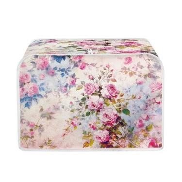 Imagem de Talayituse Capa de torradeira com estampa de flor de rosa aquarela 2 fatias de pão torradeira capa de forno lavável torradeira capas de poeira capas de cozinha para pequenos eletrodomésticos, protetor