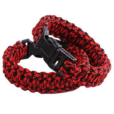 Imagem de Pulseira de paraquedas de sobrevivência Squaregarden para ambientes externos com envoltório de emergência 350 Pulseira de paraquedas 23 cm Pacote com 2, #6-Red/Black Camo