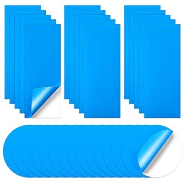 Imagem de 30 peças autoadesivas de PVC para reparo de vinil, kit de reparo de adesivo de plástico para piscinas, barcos infláveis, camas de ar (azul)