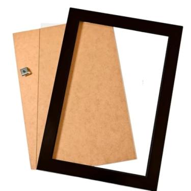 Imagem de Moldura 30x40Cm Com Vidro e Fundo Para Quadros Fotos Certificado (Preto,A3 30x42)