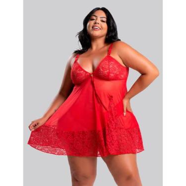 Imagem de Camisola Aurora Plus Size IMI Lingerie Sem Bojo em Tule e Renda com Ca