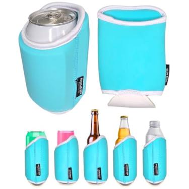 Imagem de TahoeBay Universal Blank Can Coolers (Pacote Com 8) Mangas Isoladas De Neoprene 4 Em 1 Para Latas E Garrafas Cerveja 12 Oz, Finas, Bebidas 16 Água, Blanks Sublimação, Vinil, Dtf (Azul-Água)