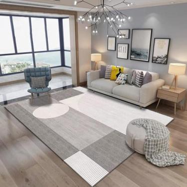 Imagem de Tapete de sala de estar em estilo nórdico com linhas simples, tapete de mesa de centro luxuoso e espesso para decoração de casa (120 x 200 cm (3,9 x 6,6 pés/FLR 5))