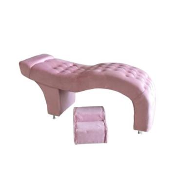 Imagem de Kit Maca Curva Estética Com Escada Salão Sobrancelha Cílios Veludo Ros