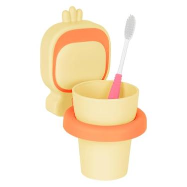 Imagem de DODAMOUR Suporte de escovas de dentes, suporte de copo de escova de dentes montado na parede, porta-escovas de dentes e pasta de dente para organizador de acessórios de banheiro, suporte de escova de