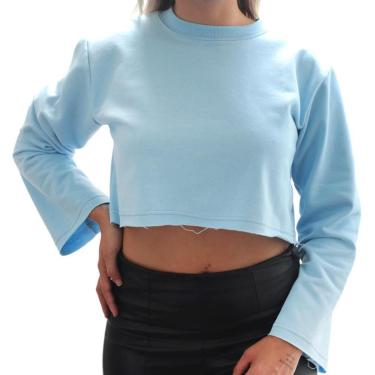 Imagem de Moletom Cropped Blusa Feminina Blusinha Manga Longa Look Casual Leve Estilo E Conforto Moda Meninas-Feminino