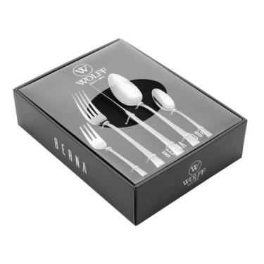 Imagem de Faqueiro 30 peças de aço inox prateado com Gift Box Berna Wolff - 7001