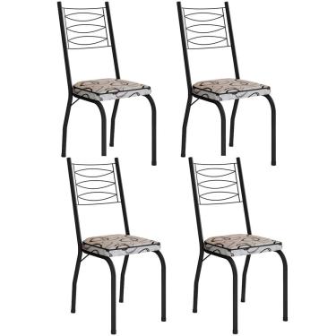 Imagem de Kit 4 Cadeiras Aço Carbono Tubular Metálica Acabamento D-25 Luana