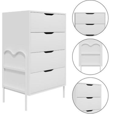 Imagem de Cômoda 4 Gavetas Marrom Preto/Nature Oasis Retrô - Lion Loja, branco