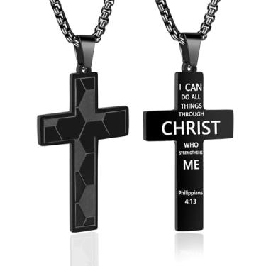 Imagem de AMAZINGSUN Colar masculino com cruz de futebol. Presentes de formatura para homens, filho, neto, sobrinho, pai, presente de aniversário do dia dos pais. Corrente com pingente de cruz de futebol