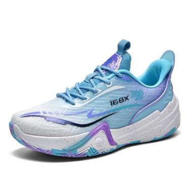 Imagem de Tênis de basquete masculino de cano baixo com solado antiderrapante e durável, calçado esportivo para quadra Equipamento de basquetebol(Blue,36 BR)