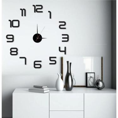 Imagem de Relógio 3D Parede Grande Luxo Adesivo Decoração Casa Sala - Sweet Home