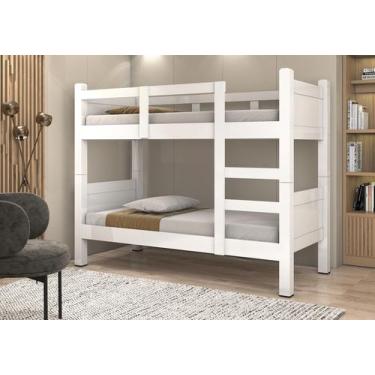 Imagem de Beliche VitaMov Branco Versátil Vira 2 Camas Estrado 100% Madeira Pés 