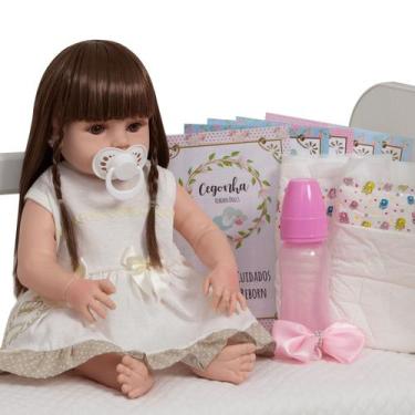 Imagem de Bebe Tipo Reborn Recem Nascida Linda Com Chupeta 13 Itens - Cegonha Re