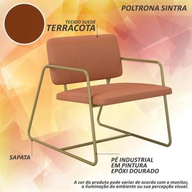 Imagem de Conjunto Namoradeira E Poltronas Sintra Industrial Dourado/terrac- M.a