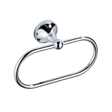 Imagem de Acessórios para banheiro em latão cromado - Toalheiro duplo com suporte para escova de vaso sanitário e dispensador de rolo de papel | Conjunto de 4 peças, porta-toalha oval