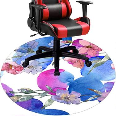 Imagem de Tapete de cadeira de escritório com flores, textura de flor, tapete de cadeira de mesa para piso de madeira de escritório em casa, protetor de piso de pilha baixa, redondo 78,7 cm