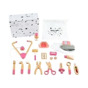 Imagem de Kit Médico De Madeira Para Crianças, Conjunto De Brinquedos, Bolsa Méd