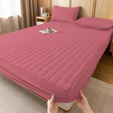 Imagem de Protetor Para Colchão Impermeável Matelado Queen Algodão Lenhçol Proteção Confortável(ROSA,CASAL)