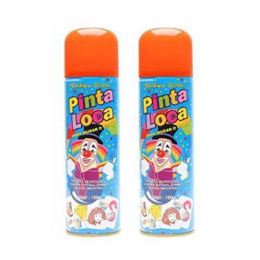 Imagem de Cabelo Maluco Kit 2 Tintas Spray Pinta Loca Laranja 150ml - Aspa
