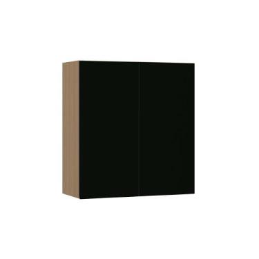 Imagem de Armário de Parede Modulado 80cm 2 Portas Slim Luciane, Freijó/Preto