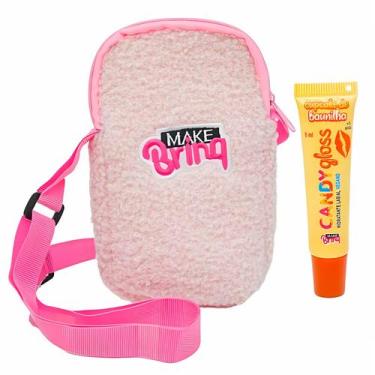 Imagem de Bolsa Macia Infantil Transversal Com Gloss Labial Vegano De Cupcake De