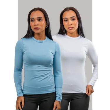 Imagem de 2 Camisetas Proteção UV 50+ Feminina Térmica Camisa Manga Longa Blusa 