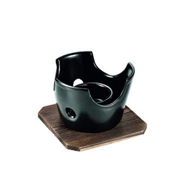 Imagem de Fogão redondo de cerâmica Wagokoro Kaiseki HB-5218 Pearl Metal com suporte de madeira