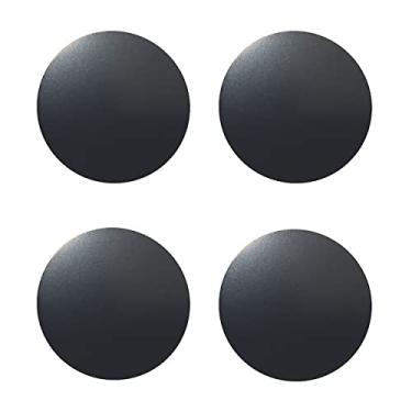 Imagem de SALEX Conjunto de placas de metal de substituição para suportes magnéticos de telefone de carro, montagens de parede e saída de ar, capas, ímãs. Kit de 4 discos de ferro redondos pretos sem furos. Suporte adesivo 3M. Folhas de aço fosco pacote com 4