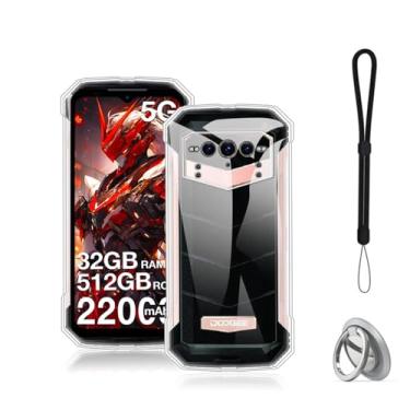 Imagem de NOUKAJU Capa para DOOGEE V MAX Pro, capa protetora de TPU, função de suporte, suporte ajustável, antiqueda, à prova de choque, capa protetora para DOOGEE V MAX Pro (transparente)