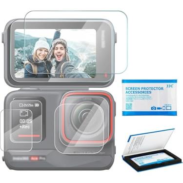 Imagem de JJC Pacote com 2 protetores de tela para lentes compatíveis com câmera Insta360 Ace Pro, 6 peças de vidro temperado Insta 360 Ace Pro, 0,3 mm, dureza 9H, 2,5D, antiarranhões e bolhas