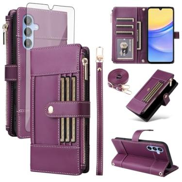 Imagem de Asuwish Capa de celular para Samsung Galaxy A16/A26 5G carteira celular com protetor de tela de vidro temperado bloqueio RFID alça transversal flip compartimento para cartão A 16 26 16A 26A 4G