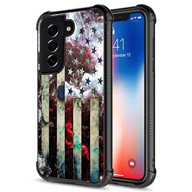 Imagem de CARLOCA Capa compatível com Samsung Galaxy S22, bandeira dos EUA, design gráfico de identidade Stardust, à prova de choque, anti-arranhões, capa de acrílico rígido para Samsung Galaxy S22