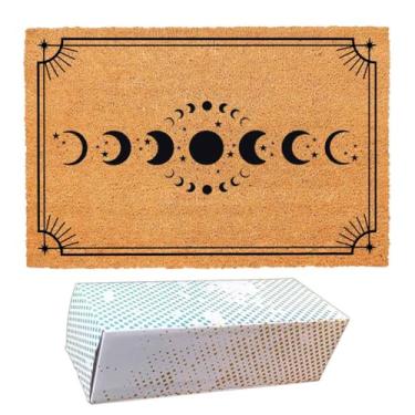 Imagem de Capacho engraçado de coco com fases da lua - Tapete de porta frontal, tapete de boas-vindas de entrada, 60 x 40 cm