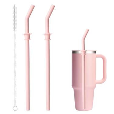 Imagem de Bluwing Copo de viagem Press in Straw para Hydro Flask 20/28/32/1,134 g, canudo de silicone de substituição para Hydro Flask copo de 1,134 g (2 peças rosa)