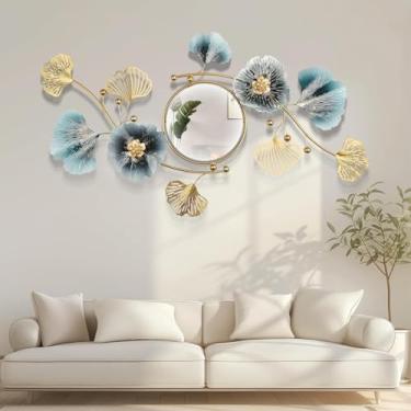 Imagem de Axioglo Espelho de parede grande, espelhos de parede modernos decorativos, design de ginkgo biloba de metal 3D - perfeito para sala de estar, quarto, banheiro ou decoração de parede de entrada