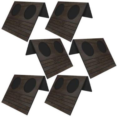 Imagem de Kit 06 Esteiras Bandeja Com Suporte Para Copos Para Sofá MDF Tabaco G2