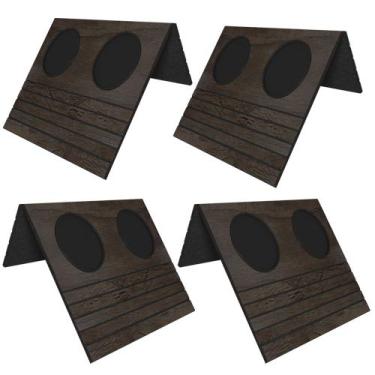 Imagem de Kit 04 Esteiras Bandeja Com Suporte Para Copos Para Sofá MDF Tabaco G2
